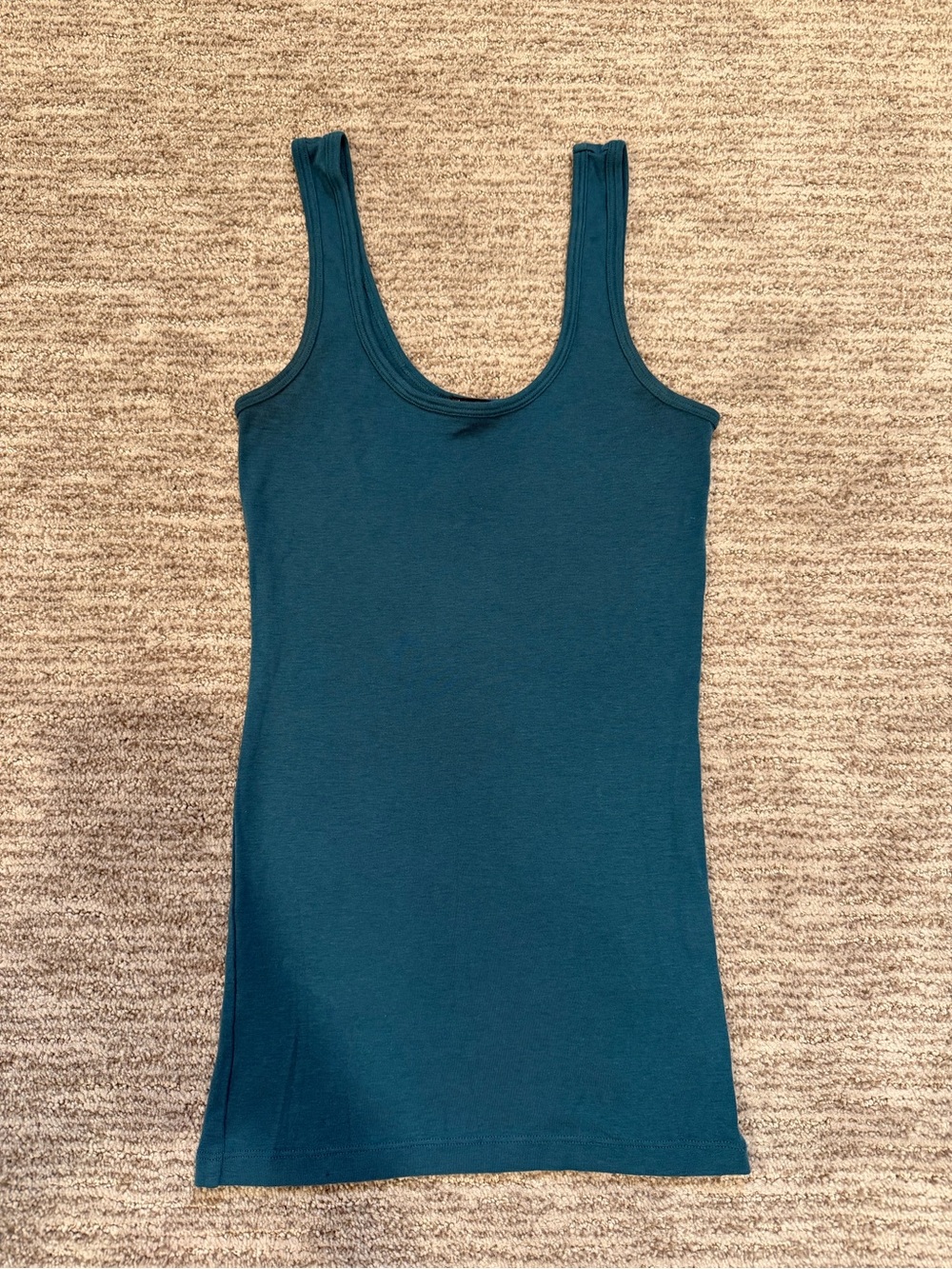 Theory Teal Blue 100% Cotton Scoop Neck Tank Top Size S Minimalist